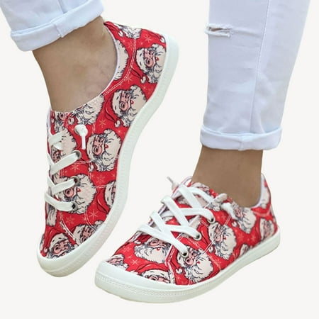 

Casual Walking Slip On Shoes Odor-proof and Shock-absorbing Suitable for Going Beach Side Wear 37 Christmas Red Bearded Old Man