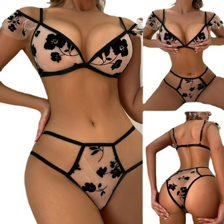 

UDAXB Lingerie Women s Fashion Sexy Two-Piece Suit Solid Color Wireless Bra Sexy Underwear Panties