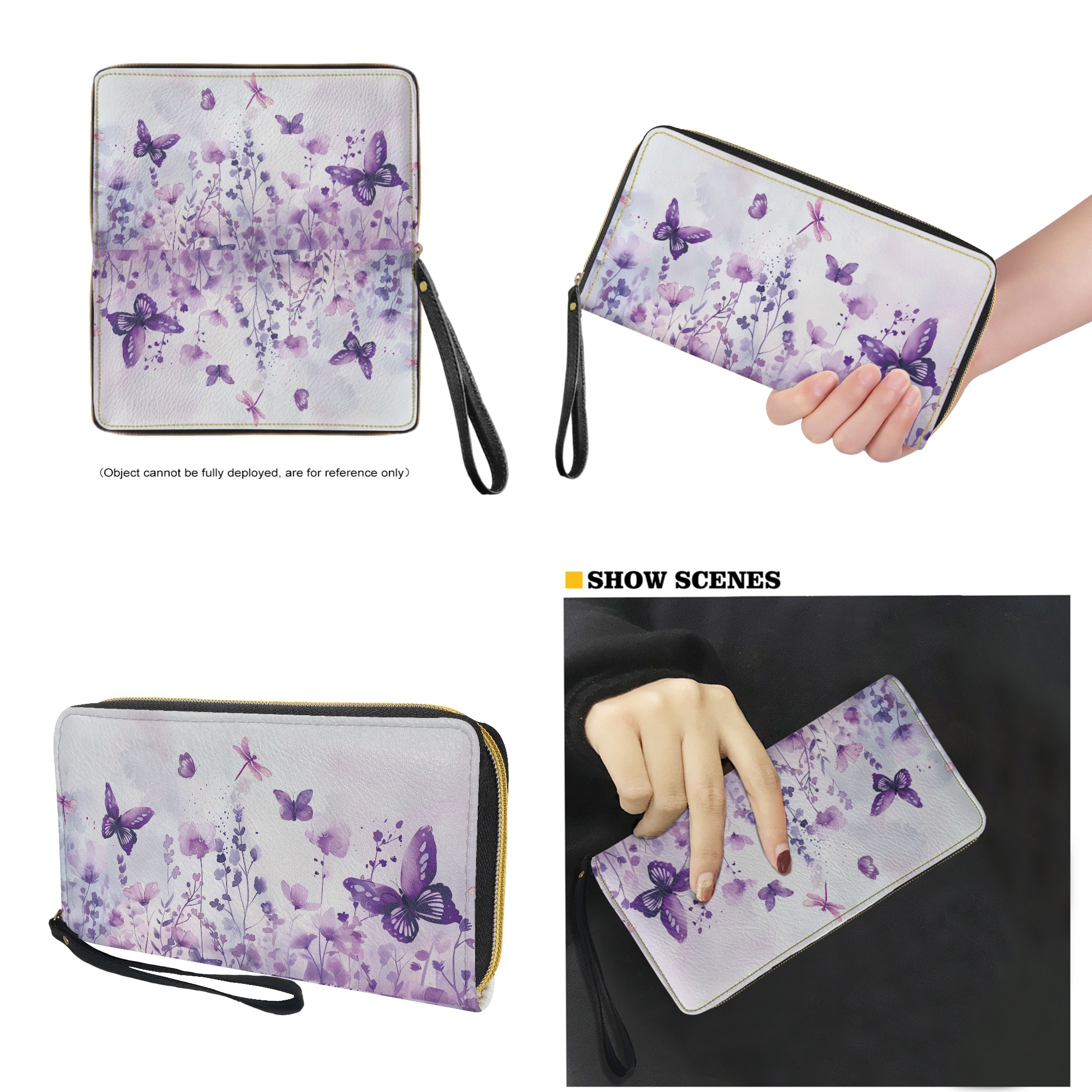 ZUXONGSY Butterfly Flower Print Leather Satchel Bag for Women with Matching Wallet Set Waterproof Office Tote Purse and Wallet Set for Shopping Work