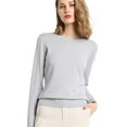 thumbnail image 2 of Gray Hoodies for Women's New Round Neck Long Sleeve Loose Pullover Solid Knit Bottom Shirt Fall Tops for Women 2025, 2 of 5