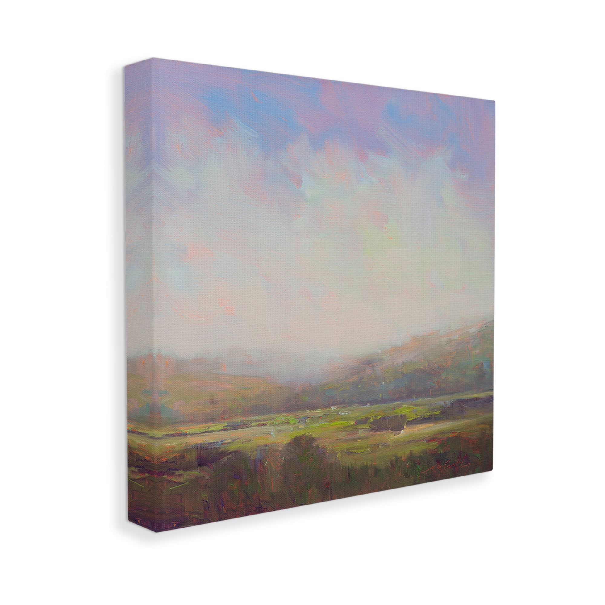 Stupell Industries Country Field & Purple Sky Landscape Painting Gallery Wrapped Canvas Art Print Wall Art, 24 x 24