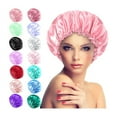 thumbnail image 2 of Satin Bonnet Sleeping Cap Double Layer Elasticated Trim Soft Night Hat for Woman, 2 of 3