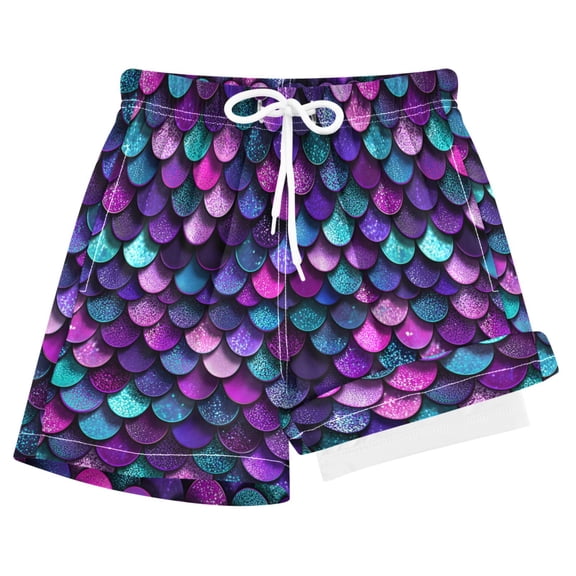 joogoo Glitter Scales Boys Swim Trunks Beach Swimsuit Shorts Boxer 8Y