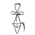 thumbnail image 3 of Sakmal White Women Bathing Suits Tummy Control Triangle Sexy One Piece Swimsuits Solid Halter Swimwear, 3 of 4