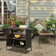 Ktaxon Outdoor Wicker Bar Table,2 Storage Shelves for Beverage, Wicker