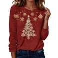thumbnail image 3 of Yourumao Christmas Shirts for Women Long Sleeve Xmas Tree Graphic Tees Plus Size Crewneck Loose Casual Tshirts for Winter Party, 3 of 8