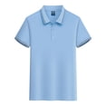 thumbnail image 5 of WHLBF Women's Tops Short-sleeved Button-Down Collar Solid Color Shirt Sky Blue XXXXL, 5 of 6
