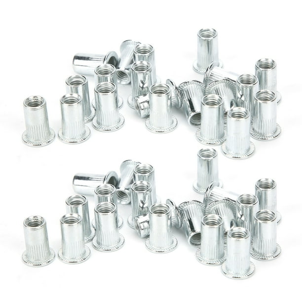 Tuerca remachable, 40 piezas, tuerca remachable hueca, tuerca remachable de cabeza plana, tuerca remachable hueca, acabado de lujo
