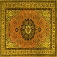 thumbnail image 1 of Ahgly Company Machine Washable Indoor Square Medallion Yellow Traditional Area Rugs, 4' Square, 1 of 4