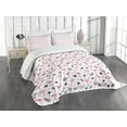 thumbnail image 3 of Ambesonne Flamingo Quilted Bedspread Set 3 Pcs, Watercolor Art Flamingos, King Size, Black Pink, 3 of 5