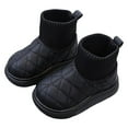thumbnail image 5 of Quealent Boys Girls Winter Boots Soft Warm Shoes Toddler Snow Boots Little Kid Shoes Black for Size 12, 5 of 6