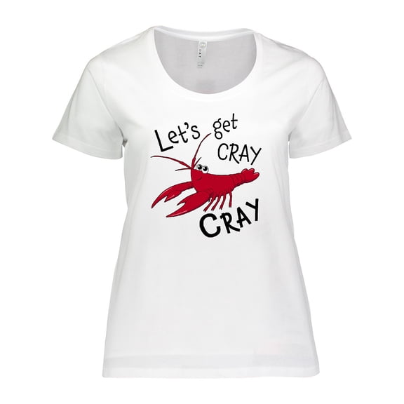 Inktastic Let's Get Cray Cray Cute Red Crayfish Women's Plus Size T-Shirt