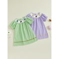 thumbnail image 3 of BemeyourBBs Kids Girl’s Dress, Short Sleeve Plaid Embroidery Rugby Summer Dress, 3 of 9