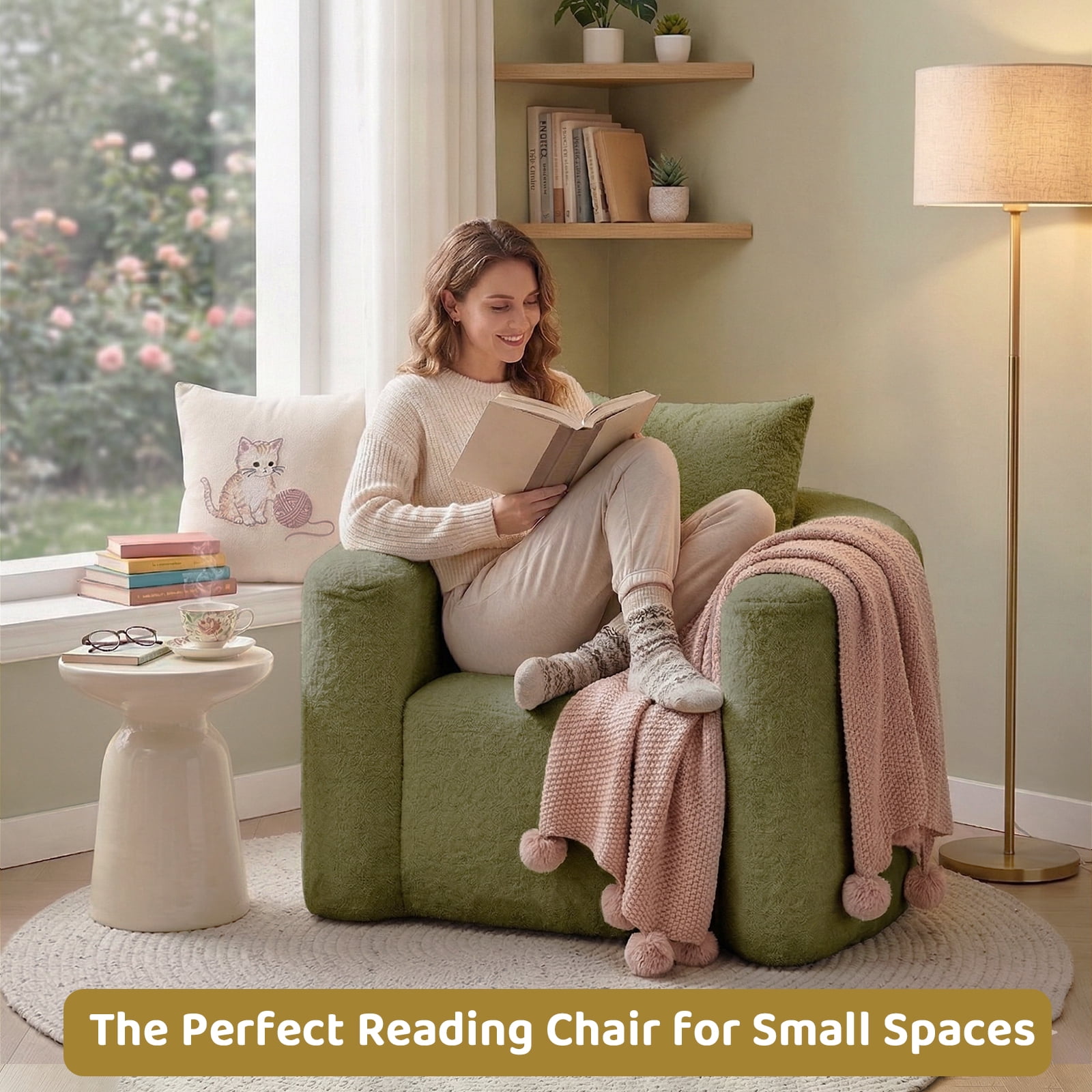 42"W Accent Chair No Assembly Reading Chair for Bedroom,Livingroom