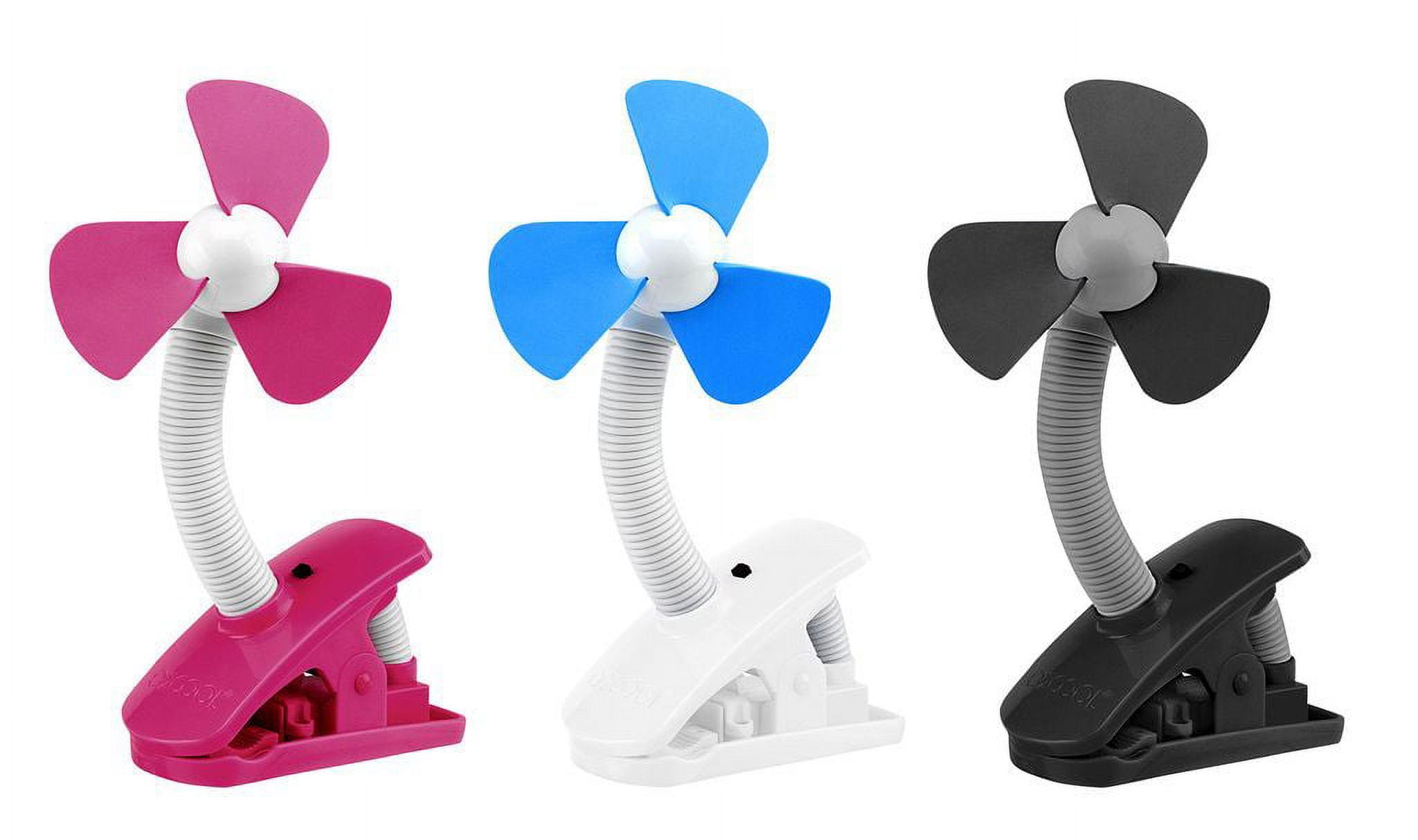O2COOL 4 inch Portable Battery Powered Stroller Clip Fan, Pink and White