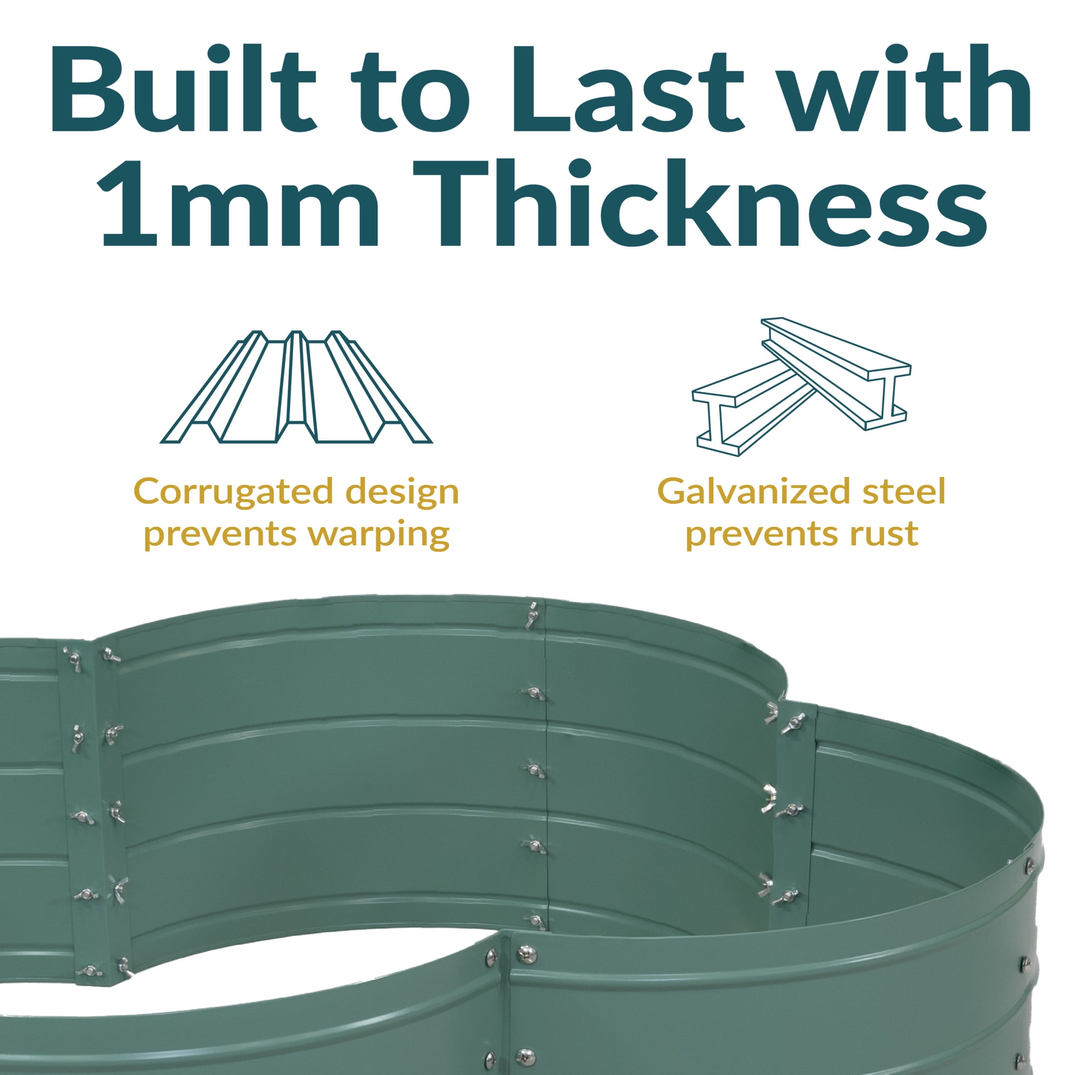 Sunnydaze 43" x 43" x 12" 4-Leaf Clover Green Galvanized Steel Outdoor Raised Garden Bed