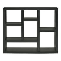 35.63 in.Tall Black Wood 7-Shelf Bookcase with Shelve