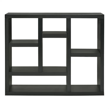 35.63 in.Tall Black Wood 7-Shelf Bookcase with Shelve