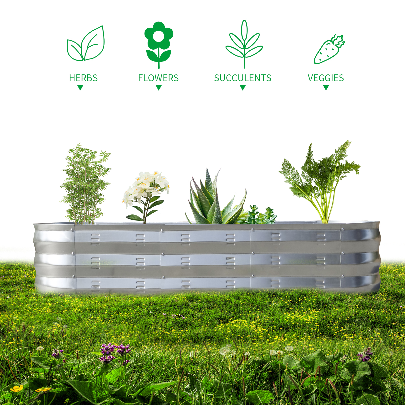 Nana Guard Galvanized Metal Raised Garden Bed, Silver photo 2