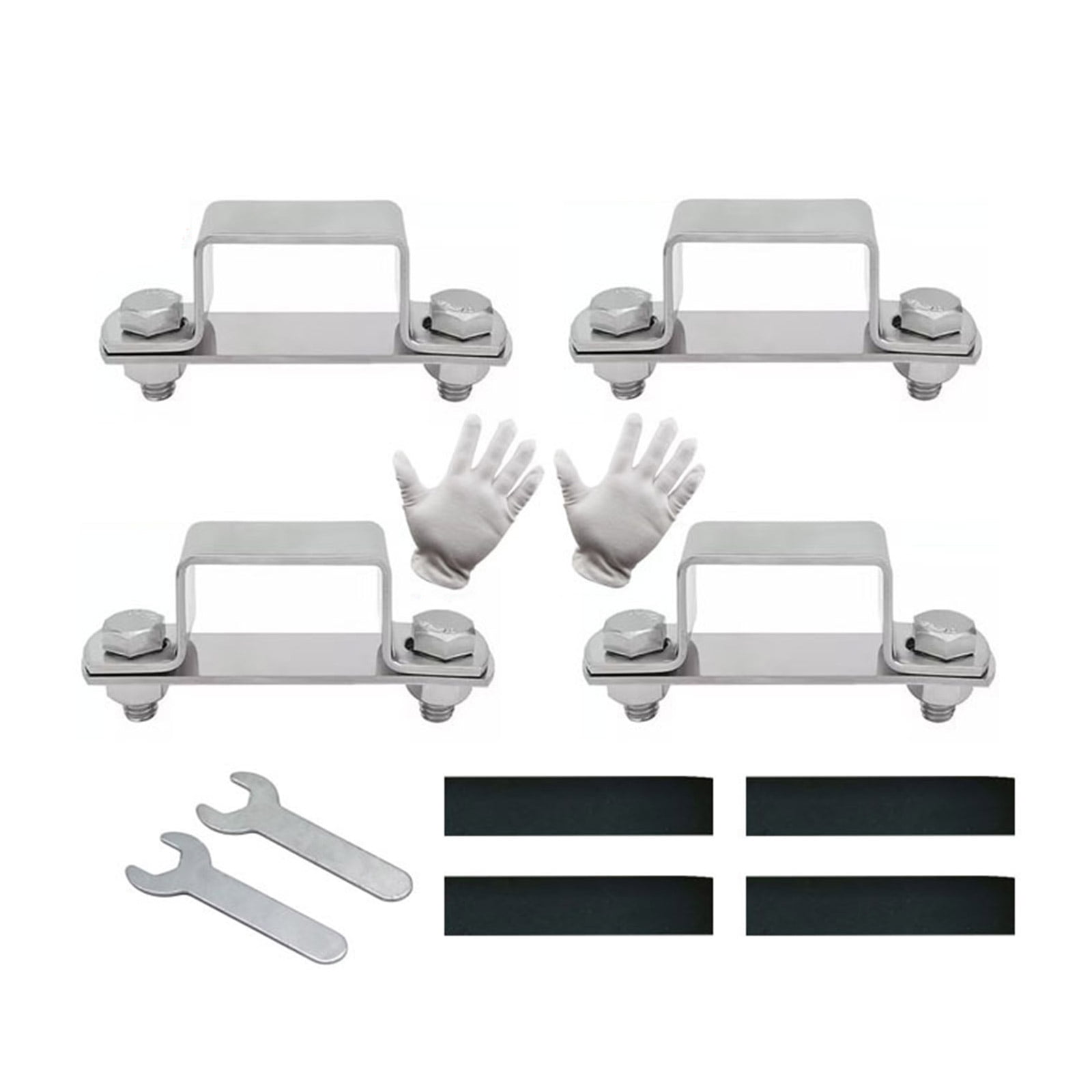 4Pcs Pipe Clamp U Shaped Connector Bracket Metal Steel Rod Security Holder Brackets for Door Window Shed Enduring