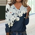 thumbnail image 2 of bnaln Womens Tops V Neck Long Sleeve Jumpers Trendy Boho Floral Print Tees Blouse Dressy Casual Blouses Loose Fit Pullover Shirts Tunic Sweatshirts Beach Vacation Fall Clothes, 2 of 5