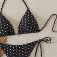 thumbnail image 4 of Polka Dot Bikini Set, Triangle Halter Top with Tie Side Bottom, Two Piece Swimsuit Black S, 4 of 6