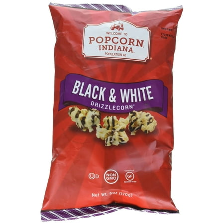 Popcorn Indiana Black And White Chocolate Drizzle Popcorn Snack 6oz (PACK OF