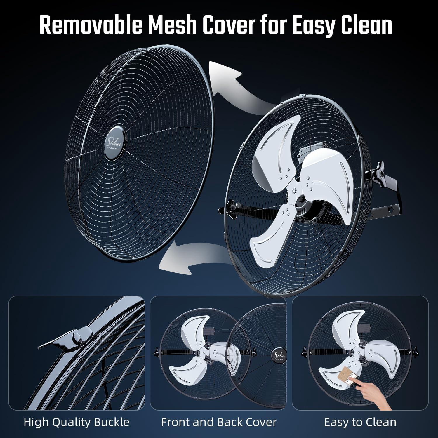 Simple Deluxe 20 Inch High Velocity 3 Speed, Max 4650 CFM Black Wall-Mount Fan for Warehouse, Greenhouse, Workshop, Patio, Factory and Basement