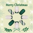 thumbnail image 4 of YTTAL Christmas Press On Nails Short Almond Green Fake Nails - False Nails with Designs White Snowflake Full Cover Matte Glue On Acrylic Nails for Women 24 Pcs, 4 of 5