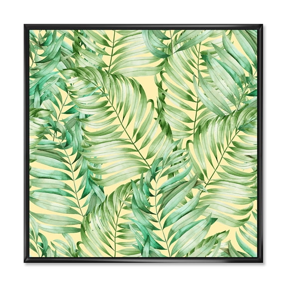 Designart 'Tropical Green Leaves of Monstera' Tropical Framed Canvas Wall Art Print