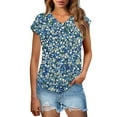 thumbnail image 1 of Staron Women's Tops Clearance Ruched Summer Basic Tees Trendy Tunic Tops V Neck Short Sleeve Shirts, 1 of 7
