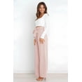 thumbnail image 3 of Pantalones elásticos de mujer, pantalones elegantes de mujer con lazo, pantalones de cintura alta, 3 of 8