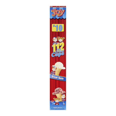 Joy #10 Flat Bottom Cake Ice Cream Cones, Classic Crisp Wafer Dispenser Pack, 112 Count Bulk Box
