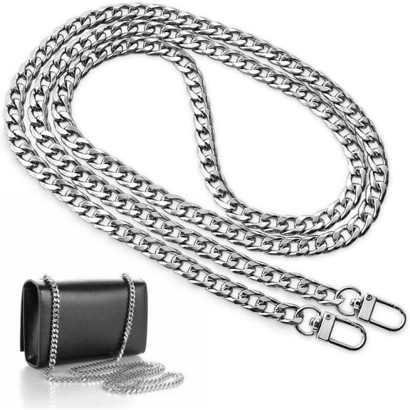 47 Inch Purse Chain Strap Shoulder Crossbody Replacement Straps with Metal Buckles, Gold Chain Strap for Purse Crossbody Handbag (Sliver)