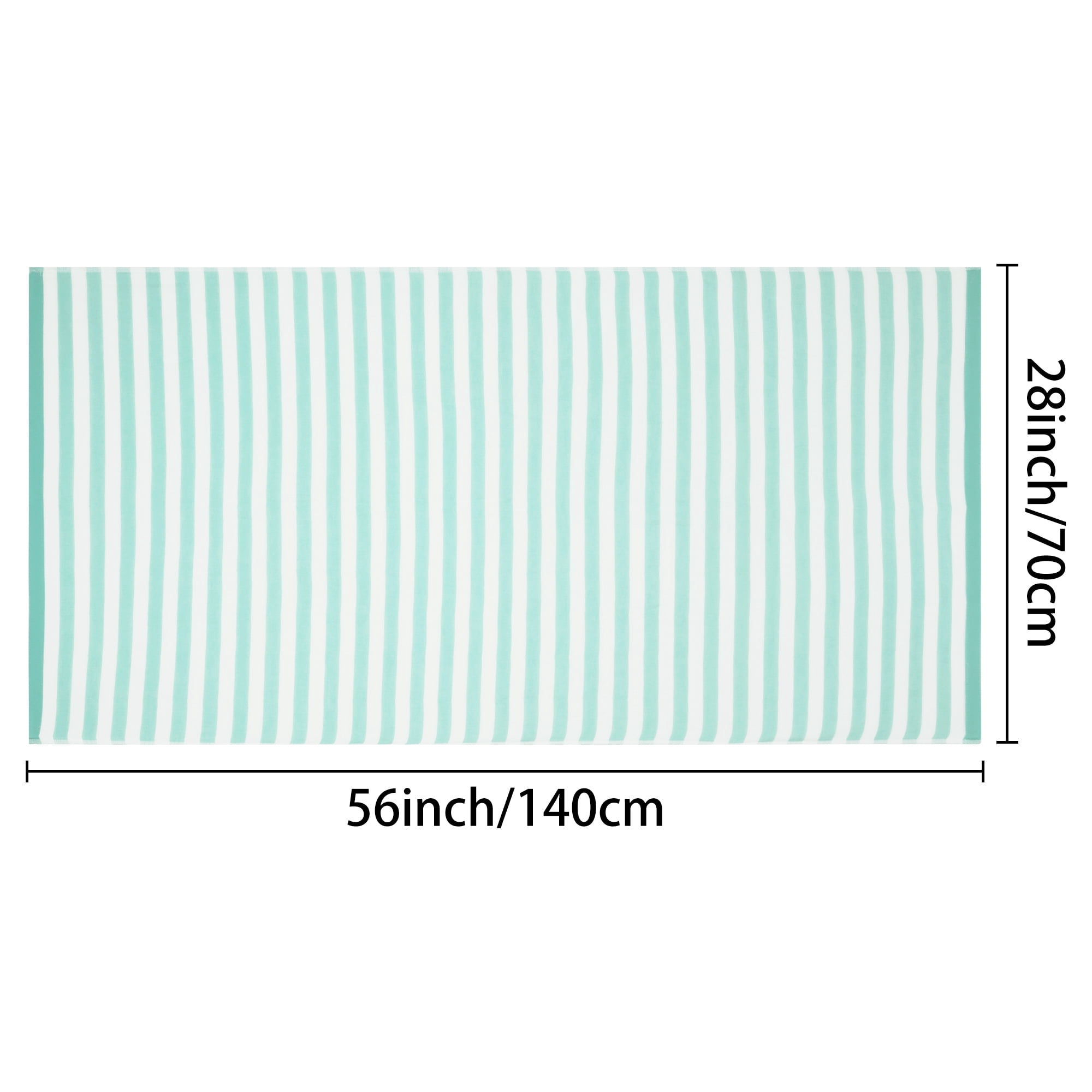 Unique Bargains Stripe 2 Pack Bath Towels Set Cotton Lightweight Towels for Bathroom Green 28" x 56"