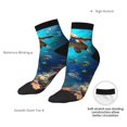 thumbnail image 6 of Rateoe Underwater Fish Turtle Pattern Quarter Crew Socks,Toe Seamed Ankle Socks,Cotton Cushioned Breathable Athletic Crew Sports Socks, 6 of 7