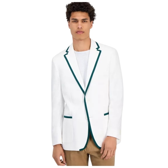Tommy Hilfiger Mens Modern fit Sport Coat Blazer 44 R White Green Tipped
