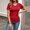 Red, variant on Ruched Hem Tunic Tops for Women Pleated V Neck Fashion Blouse Slim Fit Short Sleeve Solid Color T-Shirts for Daily Wear