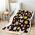 thumbnail image 2 of Groovy Flower Throw Blanket, 60S 70S Hippie Flower Fleece Blanket Floral Butterfly Sherpa Blanket 40"X50" Adult Women Bedroom, Vintage Psychedelic Floral Flannel Blanket, 2 of 6