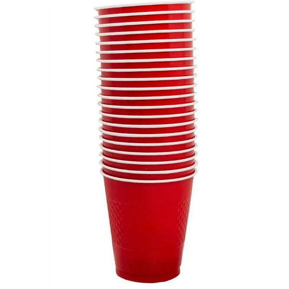 JAM Plastic Cups, 16 oz, Red, 20/Pack