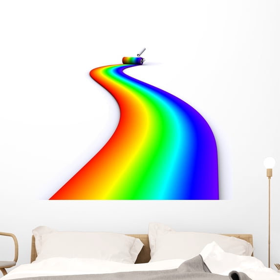 Brush Roller Paints Rainbow Wall Decal by Wallmonkeys Peel and Stick Graphic (48 in H x 48 in W) WM152929
