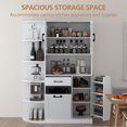 thumbnail image 6 of 63" Kitchen Pantry Storage Cabinet with Tilt-Out Trash Storage & 5-Tier Side Shelves, Freestanding Hutch with Glass Doors, Drawer, Adjustable Shelves & Microwave Stand for Dining Room, White, 6 of 6