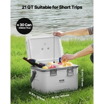 30 Can Capacity Hard Cooler - 21 QT, Insulated, Portable with Non-Slip Handles & Shoulder Strap