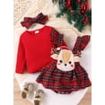 thumbnail image 2 of FEORJGP Infant Girls 3PCS Skirt Sets Newborn Baby Long Sleeve Pullover Crew Neck Jumper Ribbed Tops Plaid Suspender Romper Dress Headband Sets, 2 of 9