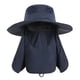 thumbnail image 2 of Sombrero para el sol, protección UV, ala ancha, nailon, transpirable, secado rápido, UPF 50+, sombrero de pesca con solapa extraíble para el cuello y la cara, azul oscuro, 2 of 12
