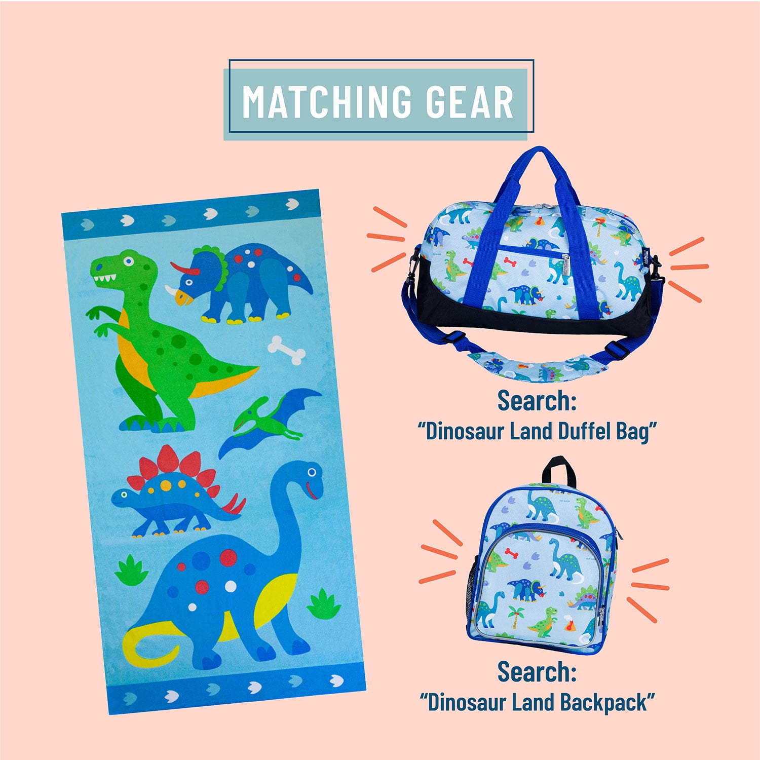 Wildkin Kids 100% Cotton Beach Towel for Boys and Girls (Dinosaur Land Blue)