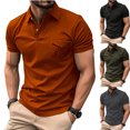 thumbnail image 5 of AJZIOJIRO Men's Summer Lapel Cotton Shirt Tops Short Sleeve Pullover T-Shirts S-3XL Casual Tees Shirts, 5 of 8