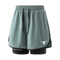 thumbnail image 2 of Lovzfmll Men's Summer Double-Layer Fake Two-Piece Running Fitness Shorts, Sports Athletic Bermuda Shorts Gray, 2XL, 2 of 9