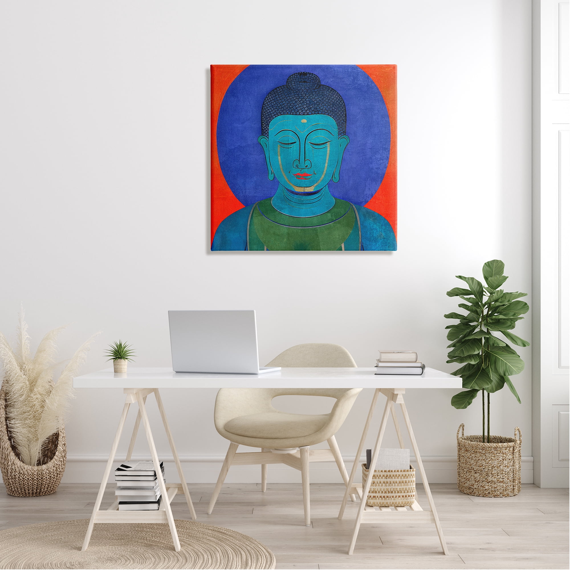 Stupell Industries Vivid Buddha Portrait Abstract Painting Gallery Wrapped Canvas Art Print Wall Art, 30 x 30