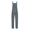 thumbnail image 4 of Women's Cotton Linen Overalls Long Baggy Casual Romper Jumpsuit with Pockets Wide Leg Plus Size Summer Casual Outfit Workwear Vacation Wear Gray S-2XL, 4 of 4